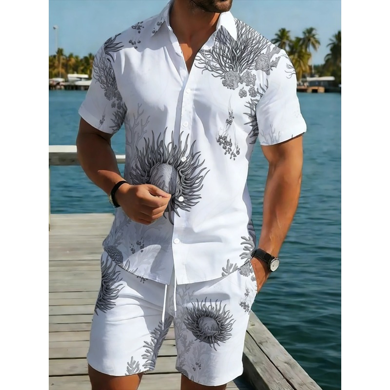 Resort Shirt Floral - طقم قميص هاواي مزهر وشورت للرجال