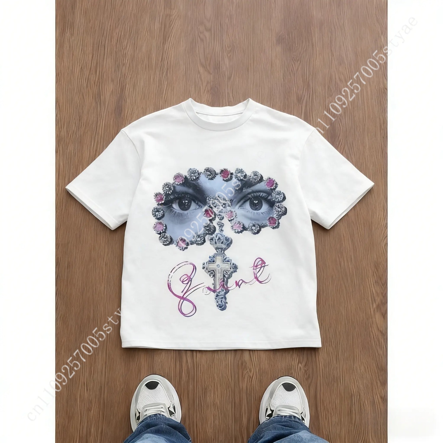 Tee Graphic Print - تي شيرت رجالي فضفاض بطباعة جرافيك،