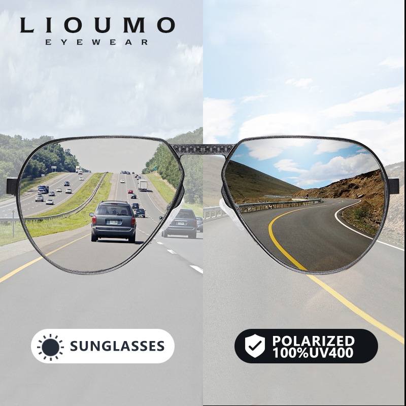Sunglasses Aviator Polarized - نظارات شمسية من LIOUMO بإطار من