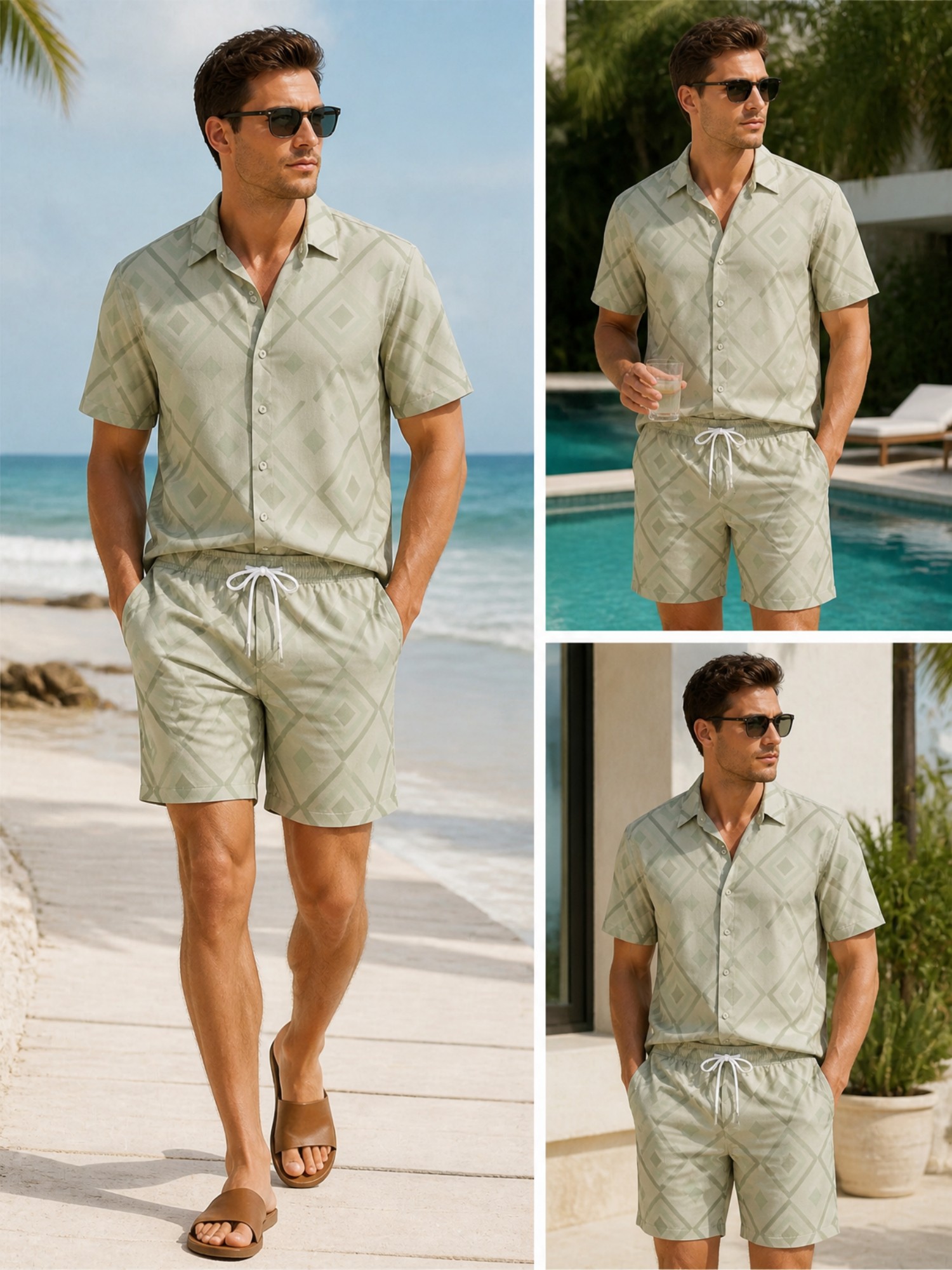 طقم رجالي مكون من قميص بأكمام  - مراجعة Resort Shirt Floral وسعره