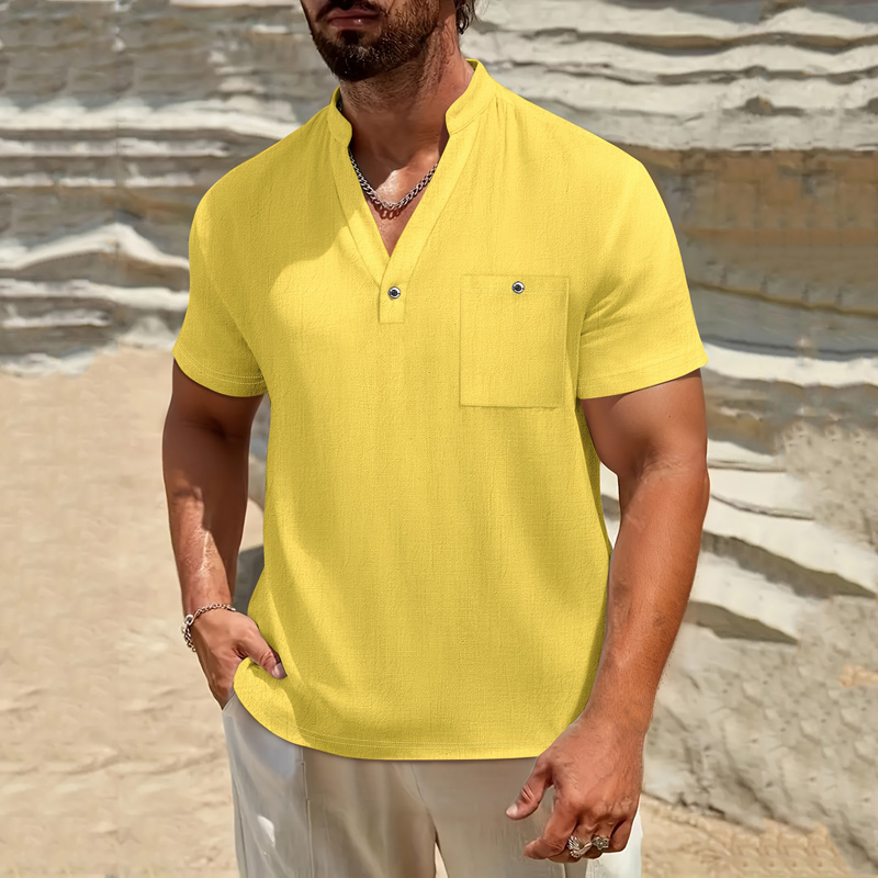 قميص هينلي رجالي من القطن والك - مراجعة Linen Shirt Breathable وسعره