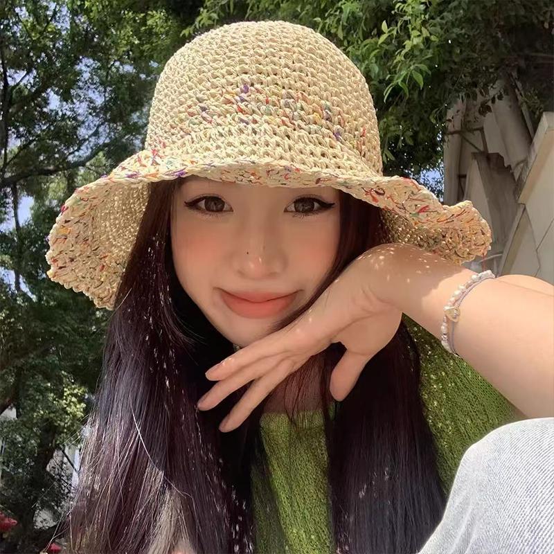 قبعة نسائية منسوجة يدويًا من ا - مراجعة Bucket Hat Straw وسعره