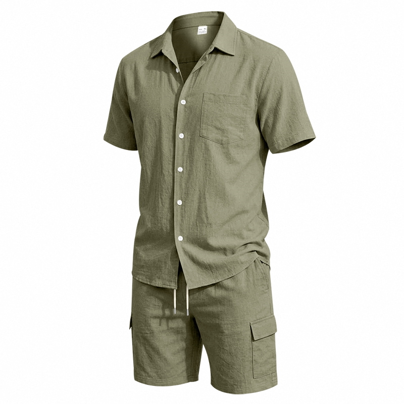 طقم صيفي أمريكي للرجال من قطعت - مراجعة Linen Shirt Breathable وسعره